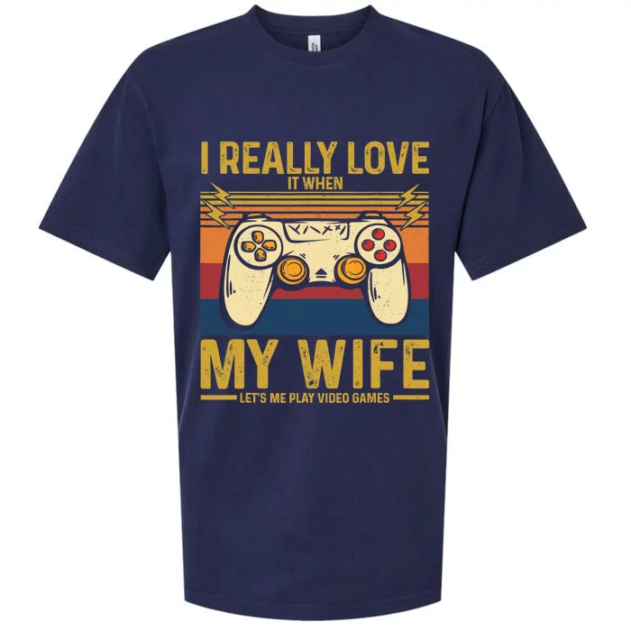 I Really Love It When My Wife Lets Me Play Video Games Sueded Cloud Jersey T-Shirt