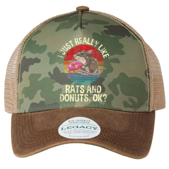 I Really Like Rats & Donuts Rat Whisperer Rodent Lover Legacy Tie Dye Trucker Hat