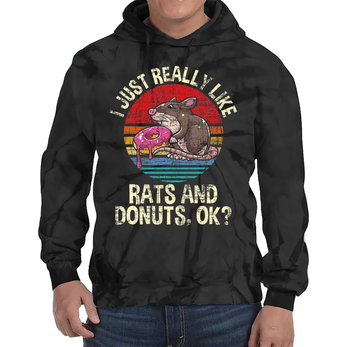 I Really Like Rats & Donuts Rat Whisperer Rodent Lover Tie Dye Hoodie