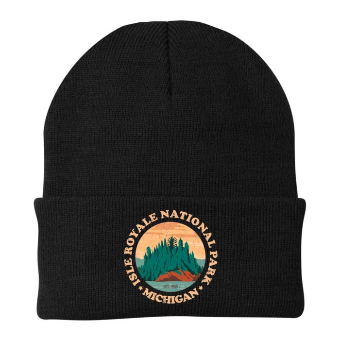 Isle Royale Michigan National Park Funny Gift Moose Sillhouete Gift Knit Cap Winter Beanie