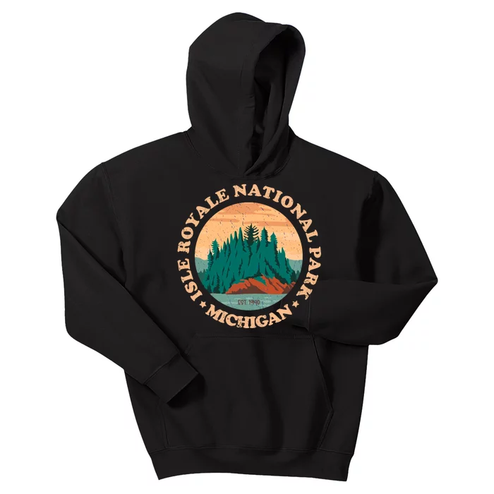 Isle Royale Michigan National Park Funny Gift Moose Sillhouete Gift Kids Hoodie