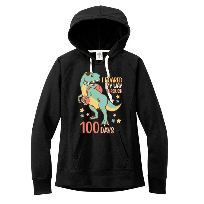 I Roared My Way Through 100 Days Dinosaur Women's Fleece Hoodie