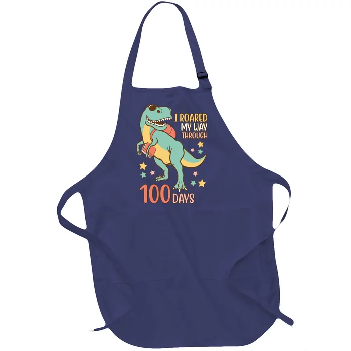 I Roared My Way Through 100 Days Dinosaur Full-Length Apron With Pocket