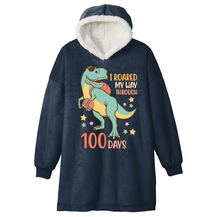 I Roared My Way Through 100 Days Dinosaur Hooded Wearable Blanket