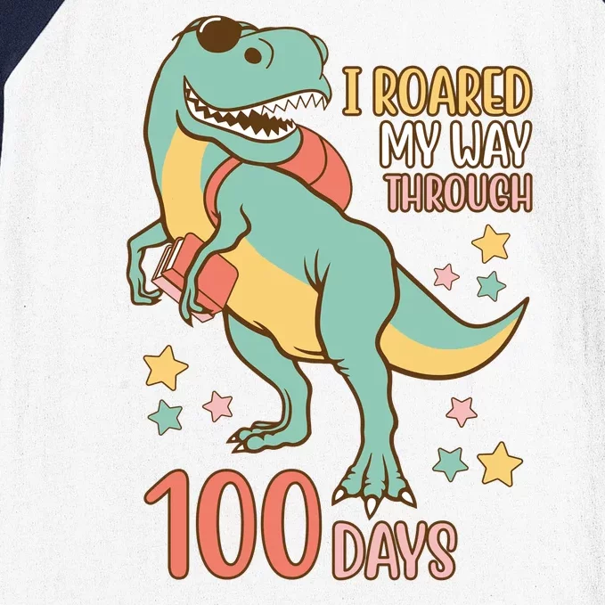 I Roared My Way Through 100 Days Dinosaur Baseball Sleeve Shirt