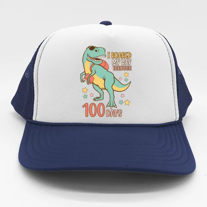 I Roared My Way Through 100 Days Dinosaur Trucker Hat