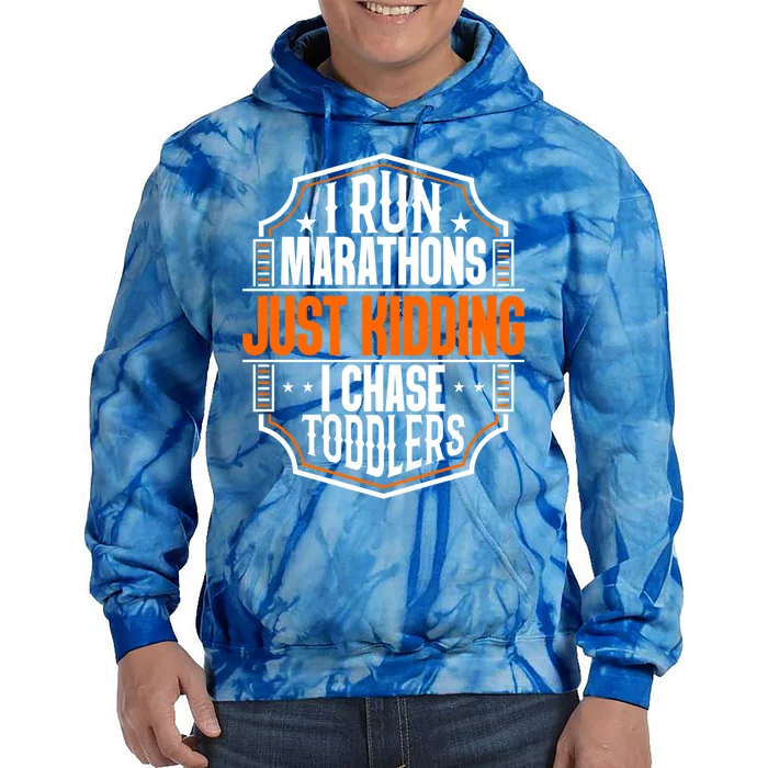 I Run Marathons Just Ding Chase Funny Mom Gift Tie Dye Hoodie