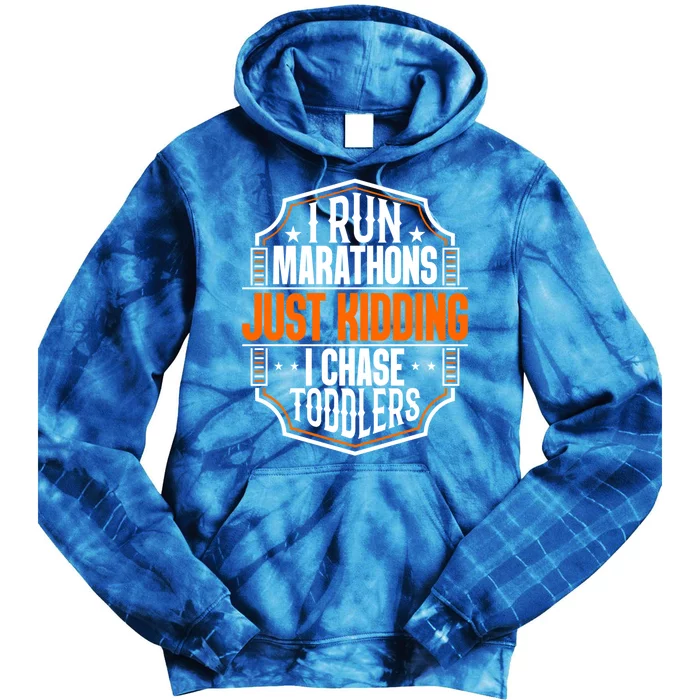 I Run Marathons Just Ding Chase Funny Mom Gift Tie Dye Hoodie