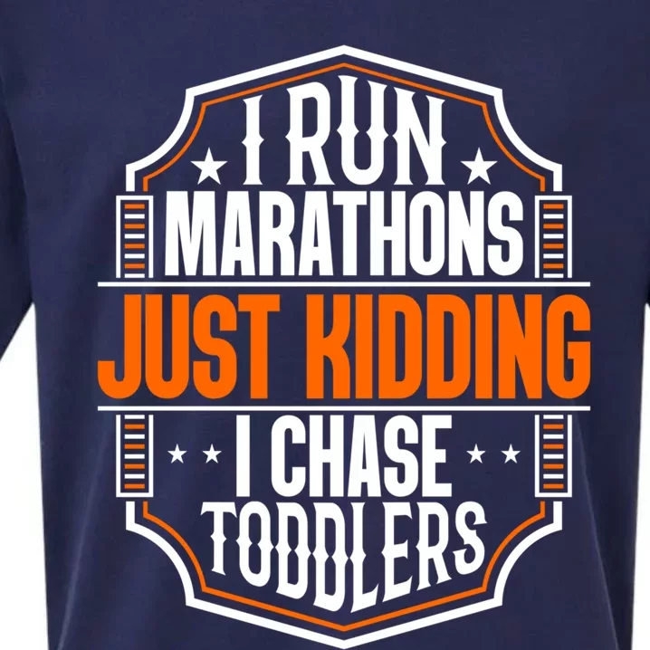 I Run Marathons Just Ding Chase Funny Mom Gift Sueded Cloud Jersey T-Shirt