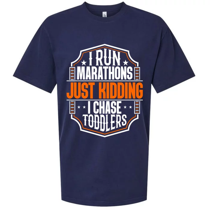 I Run Marathons Just Ding Chase Funny Mom Gift Sueded Cloud Jersey T-Shirt