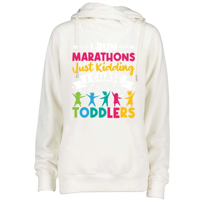 I Run Marathons Just Ding Chase Teacher Mom Gift Womens Funnel Neck Pullover Hood