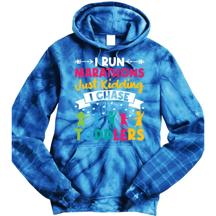 I Run Marathons Just Ding Chase Teacher Mom Gift Tie Dye Hoodie