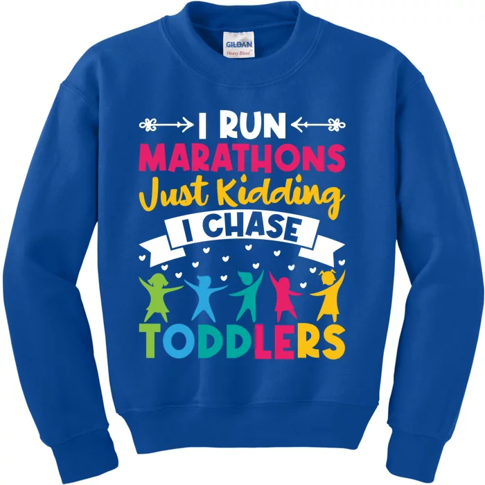 I Run Marathons Just Ding Chase Teacher Mom Gift Kids Sweatshirt