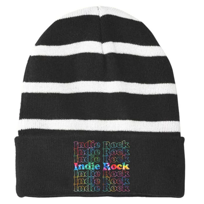 Indie Rock Music Tie Dye Striped Beanie with Solid Band