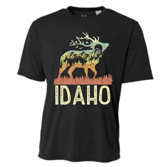 Idaho Retro Mountain Vintage Elk Hiking Gift Great Gift Cooling Performance Crew T-Shirt