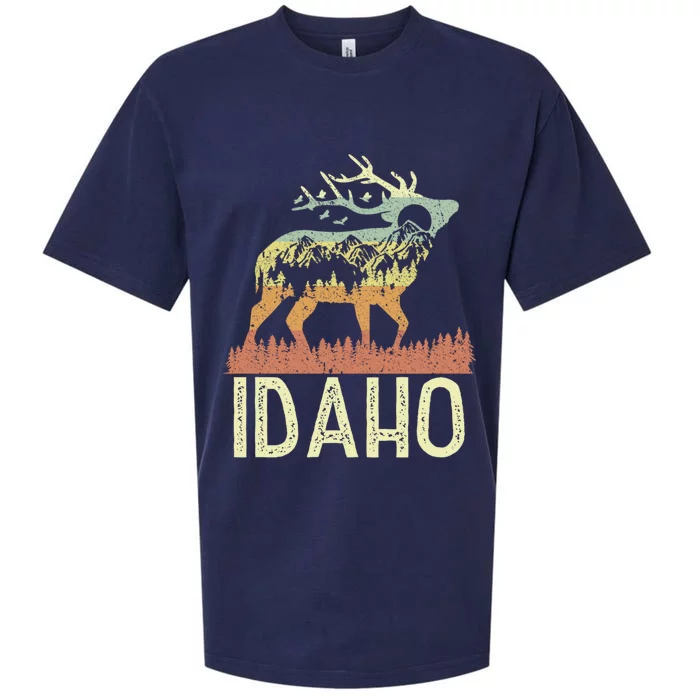 Idaho Retro Mountain Vintage Elk Hiking Gift Great Gift Sueded Cloud Jersey T-Shirt