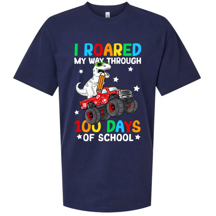 I Roared My Way Through 100 Days Of School Dinosaur Smarter Gift Sueded Cloud Jersey T-Shirt