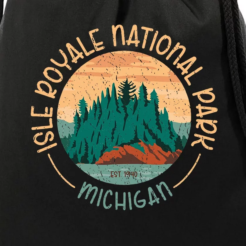 Isle Royale Michigan National Park Moose Sillhouete Drawstring Bag