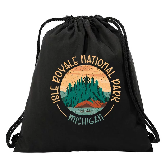 Isle Royale Michigan National Park Moose Sillhouete Drawstring Bag