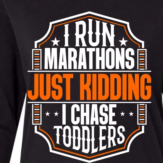 I Run Marathons Just Ding Chase Funny Mom Gift Womens Cotton Relaxed Long Sleeve T-Shirt