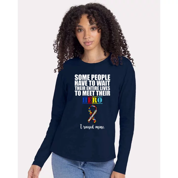 I Raised My Hero Autism Awareness Quote Womens Cotton Relaxed Long Sleeve T-Shirt