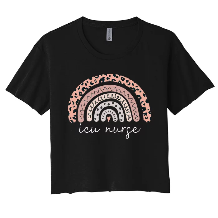 ICU Registered Nurse Intensive Care Unit RN Rainbow Nursing Women's Crop Top Tee