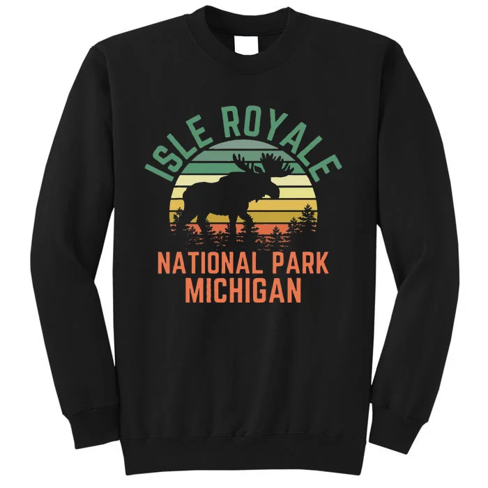 Isle Royale National Park Michigan Moose Hiking Nature Retro Tall Sweatshirt