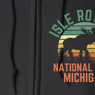 Isle Royale National Park Michigan Moose Hiking Nature Retro Full Zip Hoodie