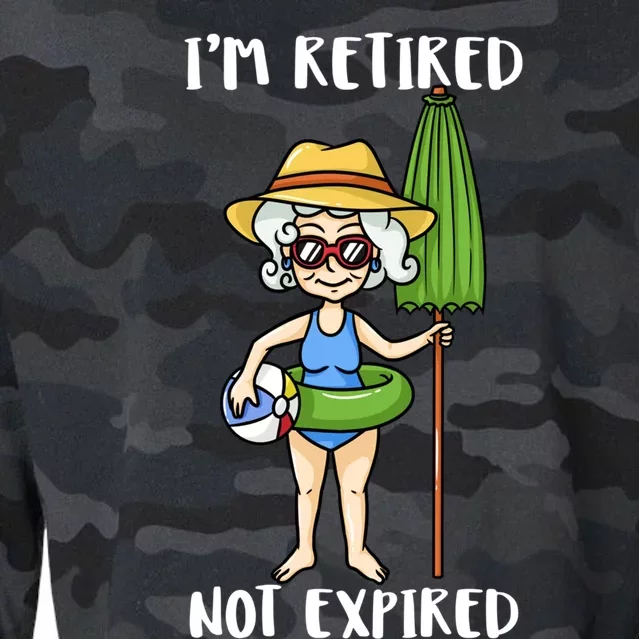 Im Retired Not Expired Retired Grandma Beach Vacation Gift Cropped Pullover Crew