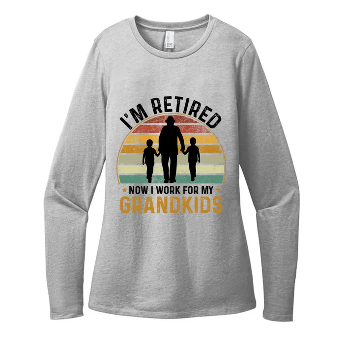 Im Retired Now I Work For My Grand Retired Grandpa Funny Gift Womens CVC Long Sleeve Shirt