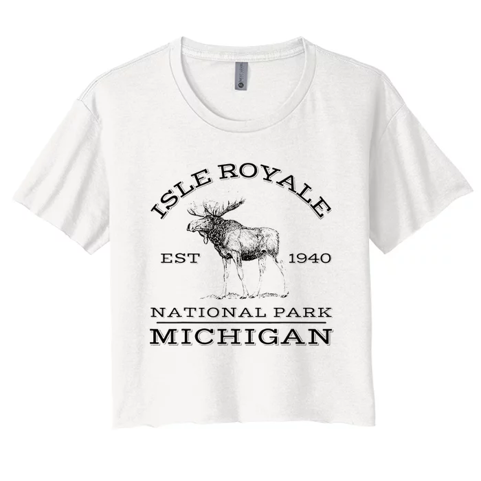 Isle Royale National Park Michigan Moose Hike Outdoors Women's Crop Top Tee