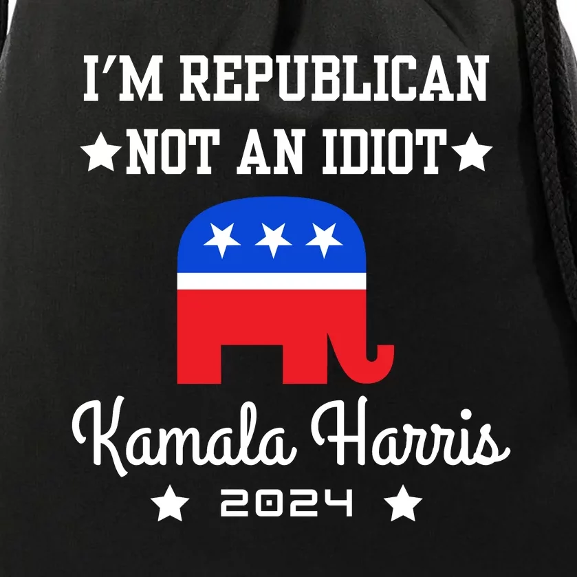 IM Republican Not An Idiot Kamala Harris 2024 Drawstring Bag