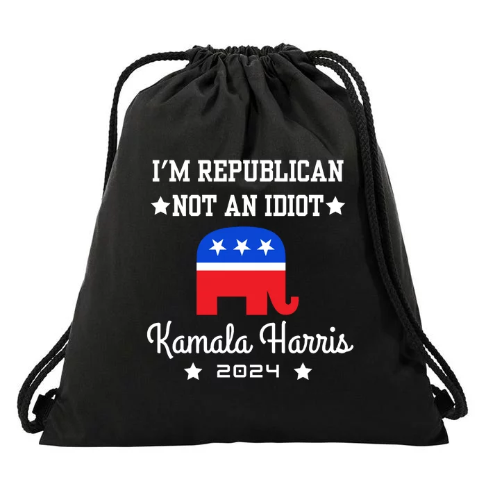 IM Republican Not An Idiot Kamala Harris 2024 Drawstring Bag