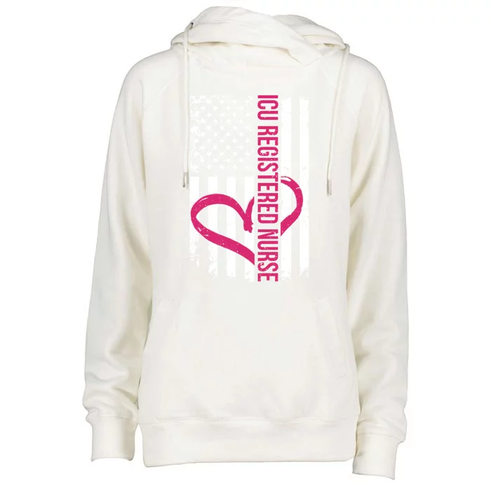 Icu Registered Nurse Flag Nurses Graduation Appreciation Cute Gift Womens Funnel Neck Pullover Hood