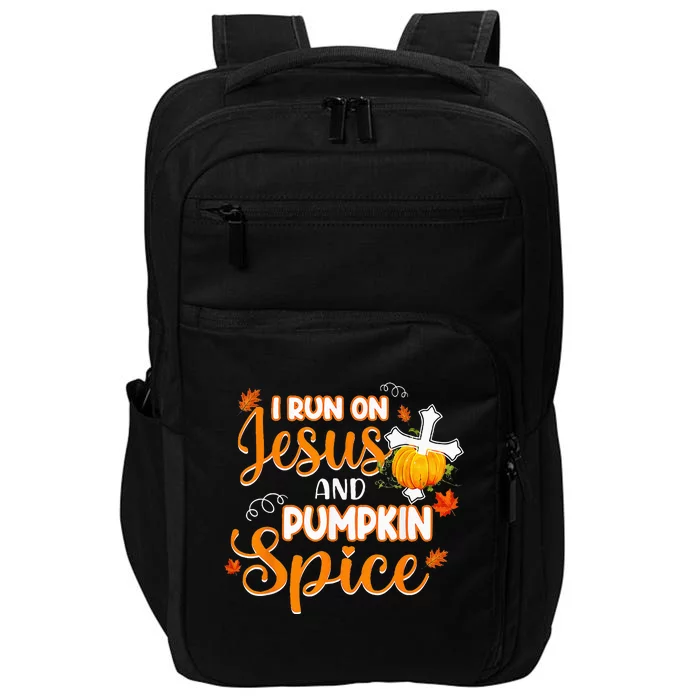 I Run On Jesus And Pumpkin Spice Christian Thanksgiving Impact Tech Backpack