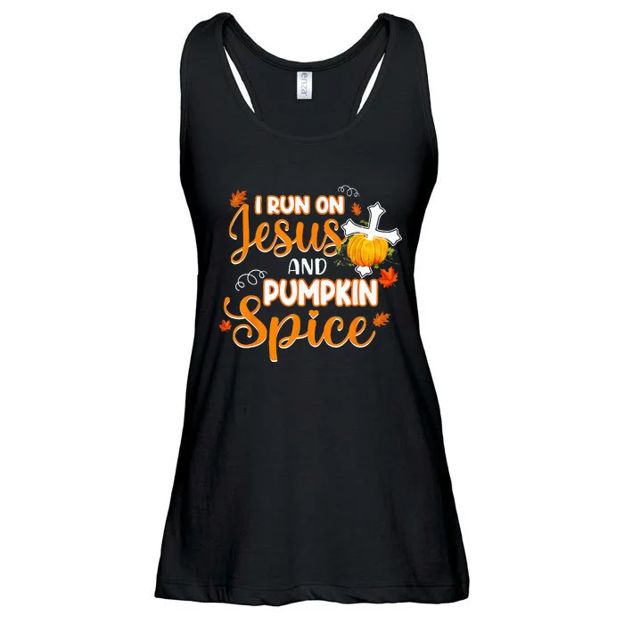 I Run On Jesus And Pumpkin Spice Christian Thanksgiving Ladies Essential Flowy Tank