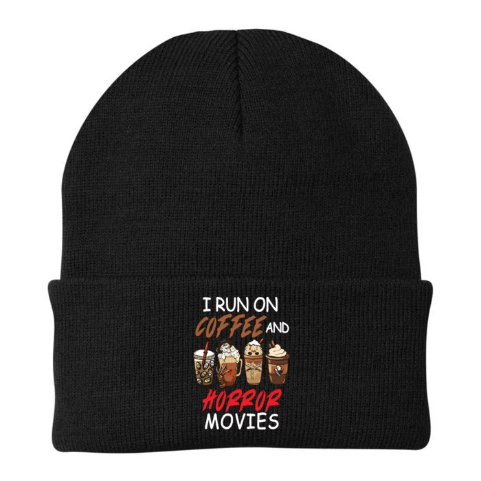 I Run On Coffee And Horror Movies Scary Blood Halloween Knit Cap Winter Beanie