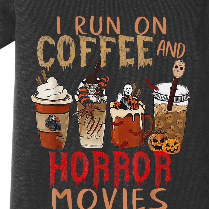 I Run On Coffee And Horror Movies Scary Blood Halloween Baby Bodysuit