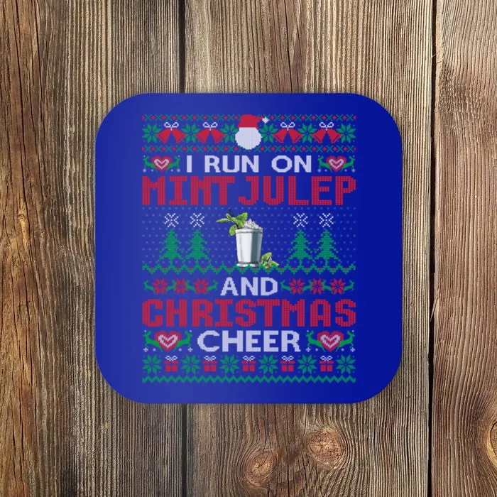 I Run On Mint Julep And Christmas Cheer Cocktail Xmas Gift Coaster