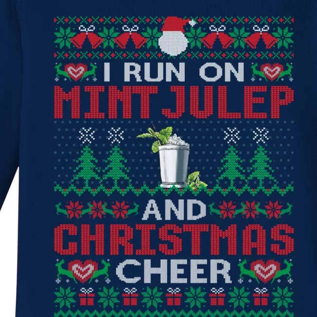 I Run On Mint Julep And Christmas Cheer Cocktail Xmas Gift Baby Long Sleeve Bodysuit