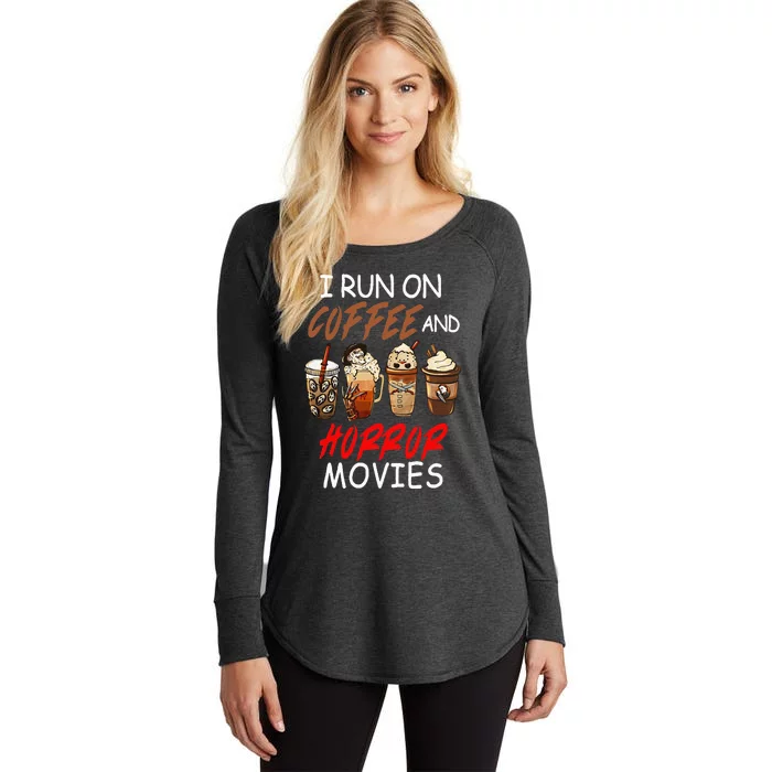 I Run On Coffee And Horror Movies Scary Blood Halloween Women's Perfect Tri Tunic Long Sleeve Shirt