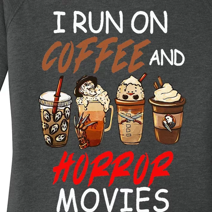 I Run On Coffee And Horror Movies Scary Blood Halloween Women's Perfect Tri Tunic Long Sleeve Shirt