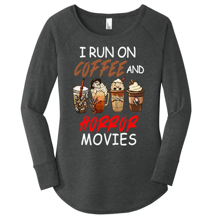 I Run On Coffee And Horror Movies Scary Blood Halloween Women's Perfect Tri Tunic Long Sleeve Shirt