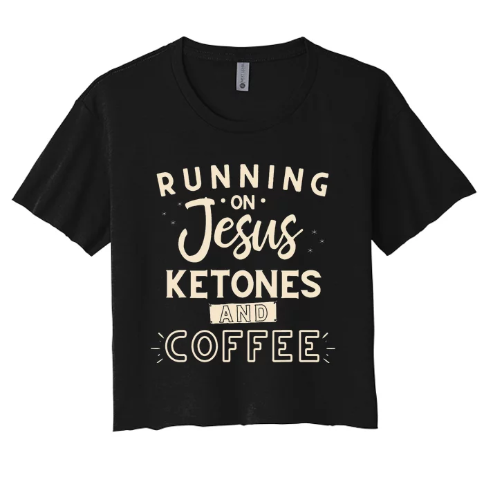 I Run on Coffee and Jesus Funny Christian Faith Women's Crop Top Tee