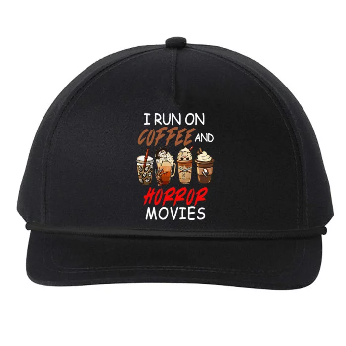 I Run On Coffee And Horror Movies Scary Blood Halloween Snapback Five-Panel Rope Hat