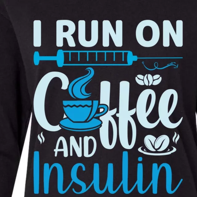 I Run On Coffee And Insulin Blue Cure Diabetes Awareness Meaningful Gift Womens Cotton Relaxed Long Sleeve T-Shirt