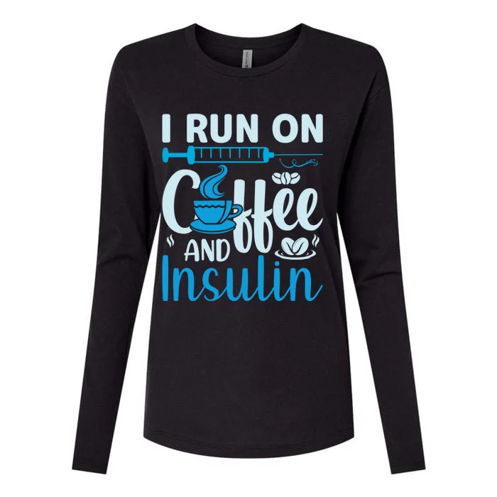 I Run On Coffee And Insulin Blue Cure Diabetes Awareness Meaningful Gift Womens Cotton Relaxed Long Sleeve T-Shirt