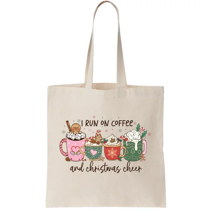 I Run On Coffee And Christmas Cheer Cute Holiday Tote Bag