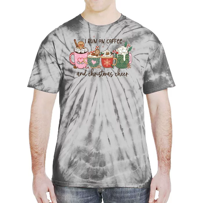 I Run On Coffee And Christmas Cheer Cute Holiday Tie-Dye T-Shirt