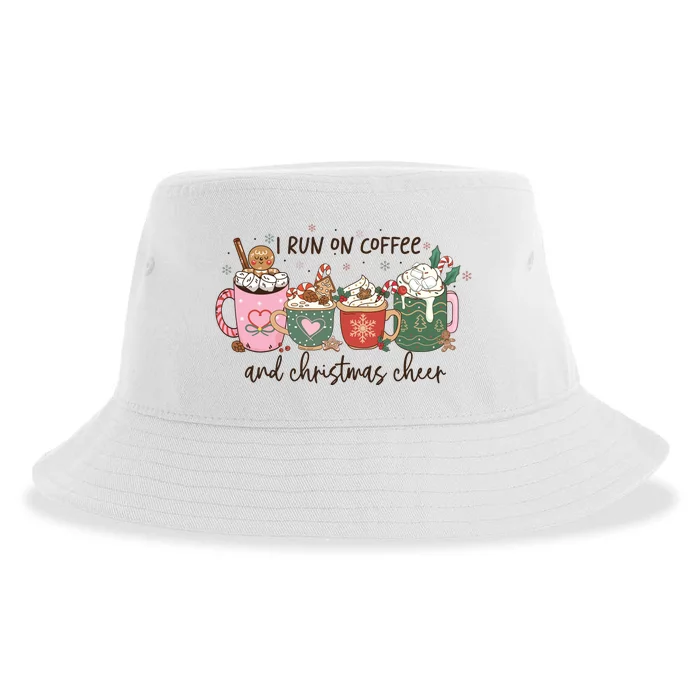 I Run On Coffee And Christmas Cheer Cute Holiday Sustainable Bucket Hat